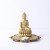 Golden Meditating Buddha With Designer Wooden Base And T Light