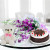 6 exotic purple orchids teddy and cake