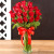 24 Red Roses In Glass Vase