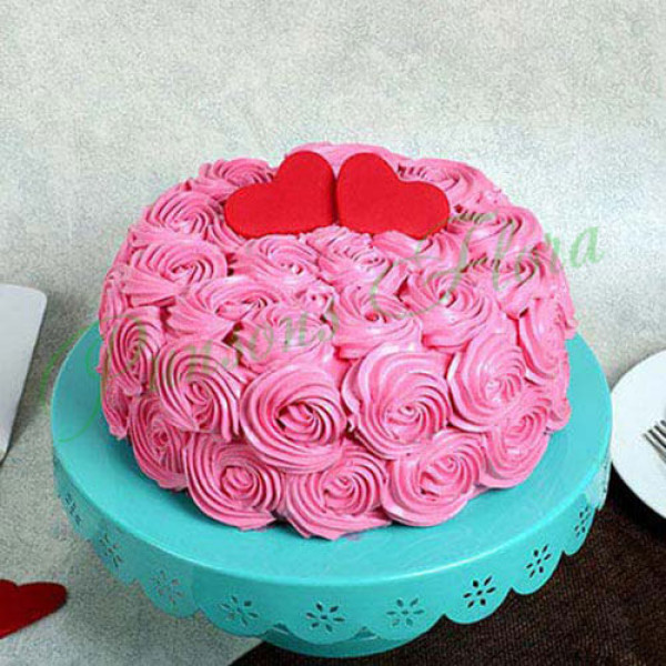 Rose Cream Valentine Cake Vanilla Eggless