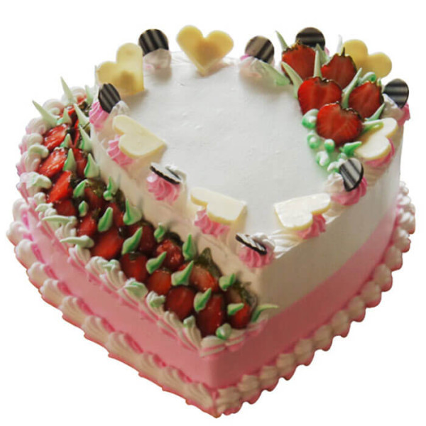Creamy Strawberry Double Heart Cake (2 Kg)