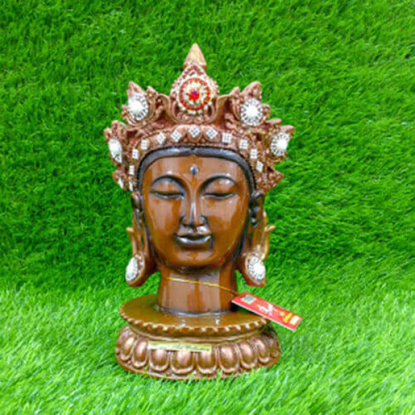 Crown Buddha Brown Head Statue